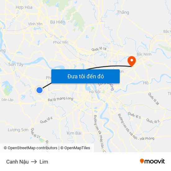Canh Nậu to Lim map