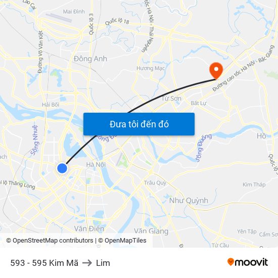 593 - 595 Kim Mã to Lim map