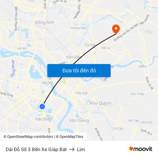 Dải Đỗ Số 3 Bến Xe Giáp Bát to Lim map