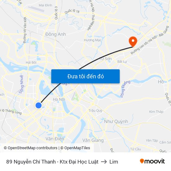 89 Nguyễn Chí Thanh - Ktx Đại Học Luật to Lim map