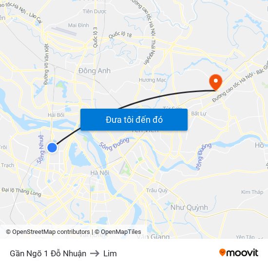 Gần Ngõ 1 Đỗ Nhuận to Lim map