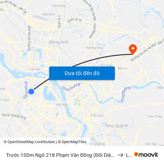 Trước 100m Ngõ 218 Phạm Văn Đồng (Đối Diện Công Viên Hòa Bình) to Lim map