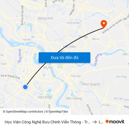 Học Viện Công Nghệ Bưu Chính Viễn Thông - Trần Phú (Hà Đông) to Lim map