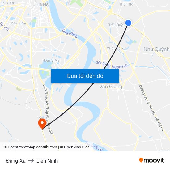 Đặng Xá to Liên Ninh map