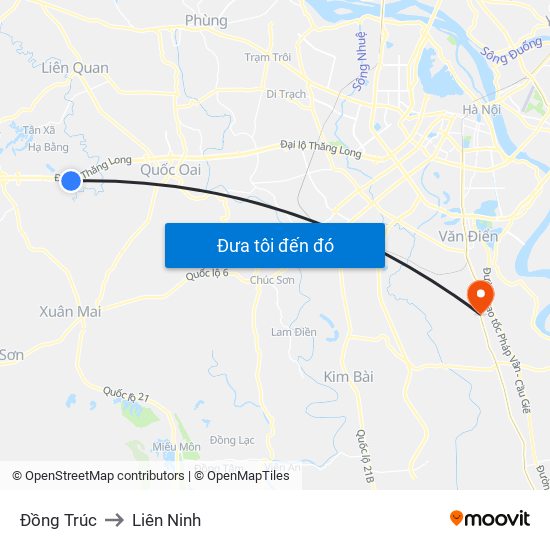 Đồng Trúc to Liên Ninh map