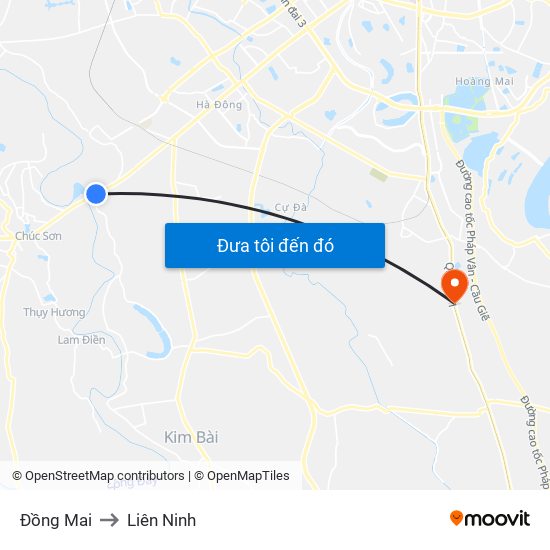 Đồng Mai to Liên Ninh map
