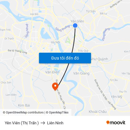 Yên Viên (Thị Trấn ) to Liên Ninh map