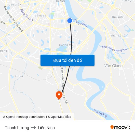 Thanh Lương to Liên Ninh map