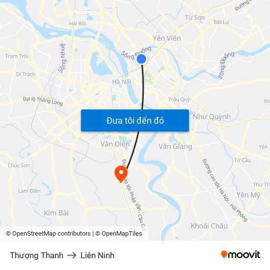 Thượng Thanh to Liên Ninh map