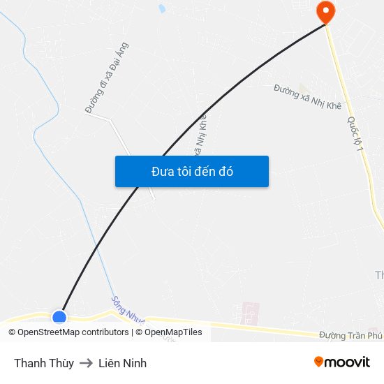 Thanh Thùy to Liên Ninh map
