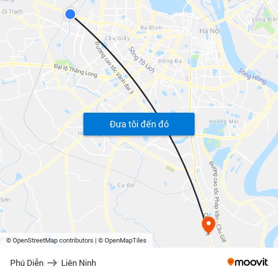 Phú Diễn to Liên Ninh map