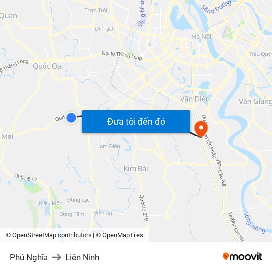 Phú Nghĩa to Liên Ninh map