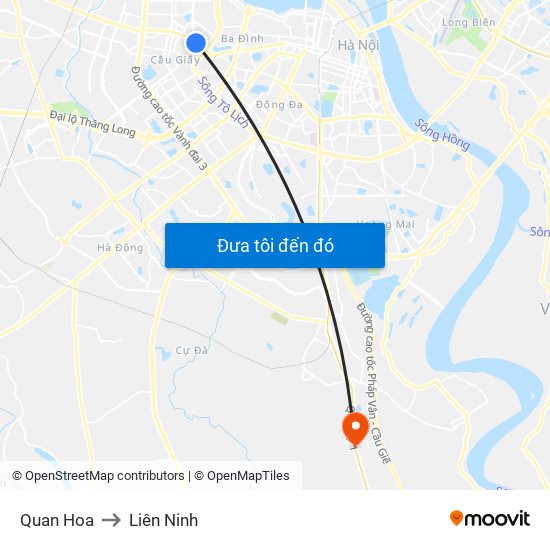 Quan Hoa to Liên Ninh map