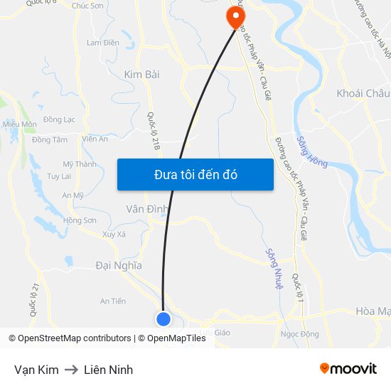 Vạn Kim to Liên Ninh map