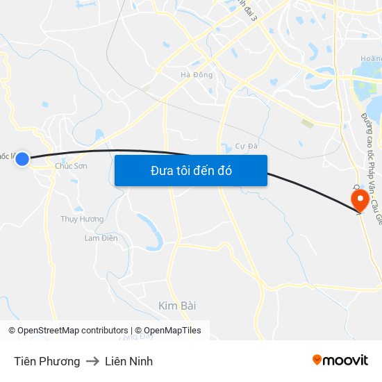 Tiên Phương to Liên Ninh map