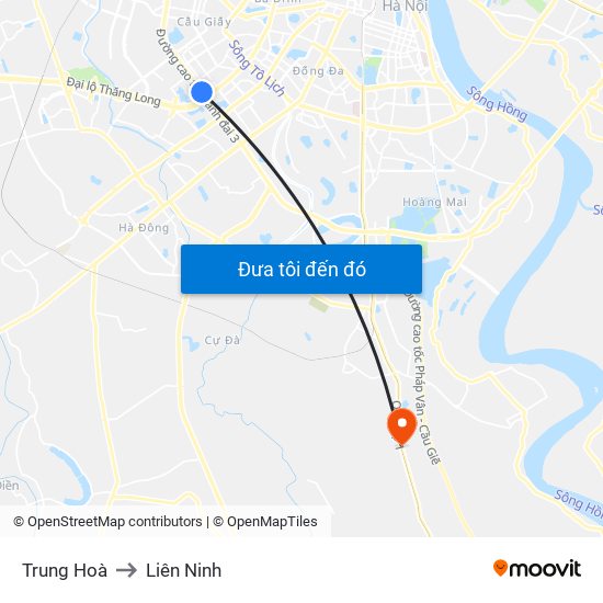 Trung Hoà to Liên Ninh map