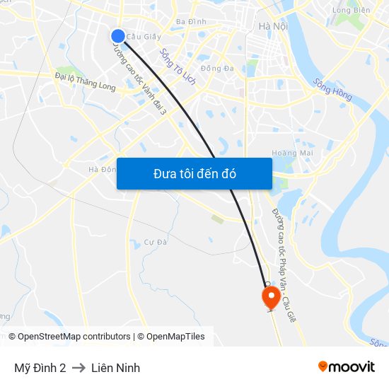 Mỹ Đình 2 to Liên Ninh map