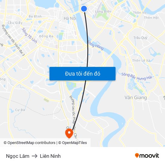 Ngọc Lâm to Liên Ninh map