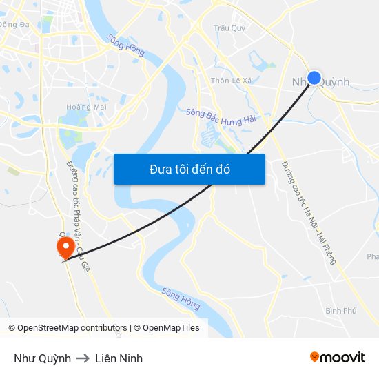 Như Quỳnh to Liên Ninh map