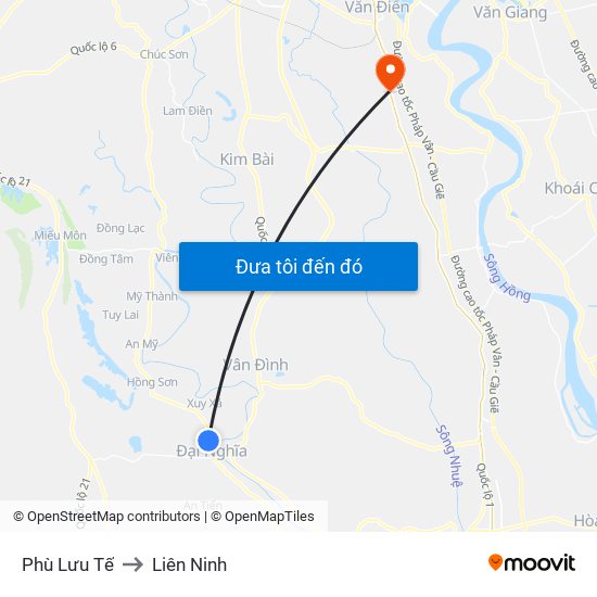 Phù Lưu Tế to Liên Ninh map