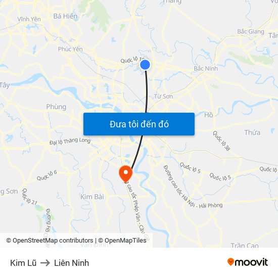 Kim Lũ to Liên Ninh map
