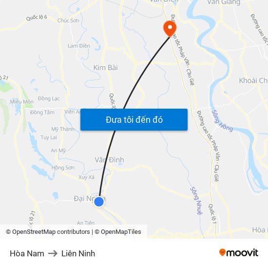 Hòa Nam to Liên Ninh map