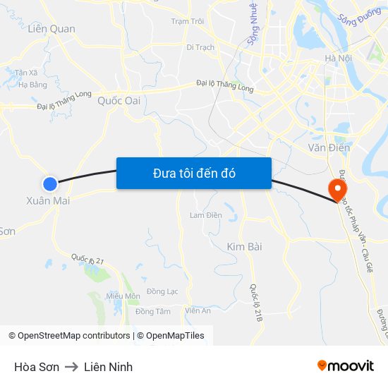 Hòa Sơn to Liên Ninh map