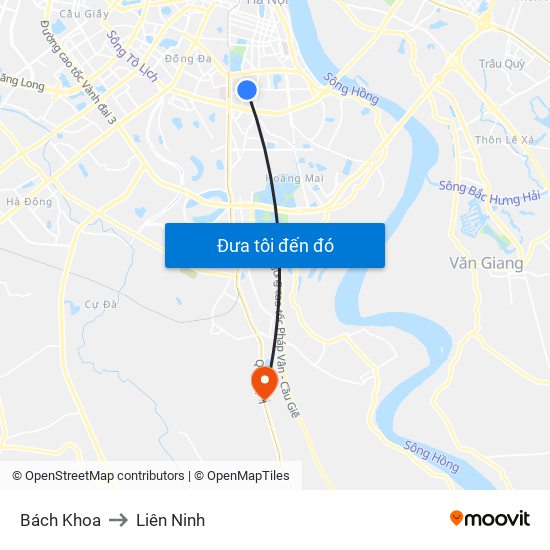 Bách Khoa to Liên Ninh map