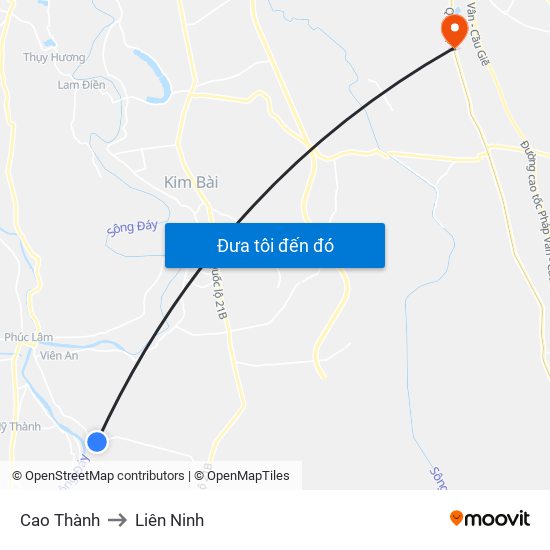 Cao Thành to Liên Ninh map