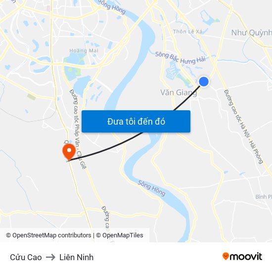 Cửu Cao to Liên Ninh map