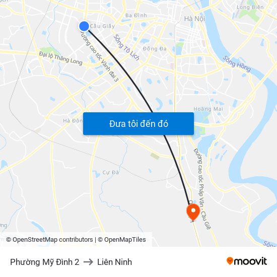 Phường Mỹ Đình 2 to Liên Ninh map