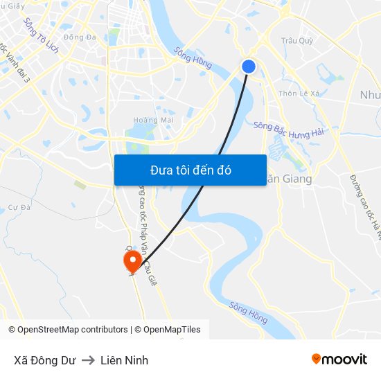 Xã Đông Dư to Liên Ninh map