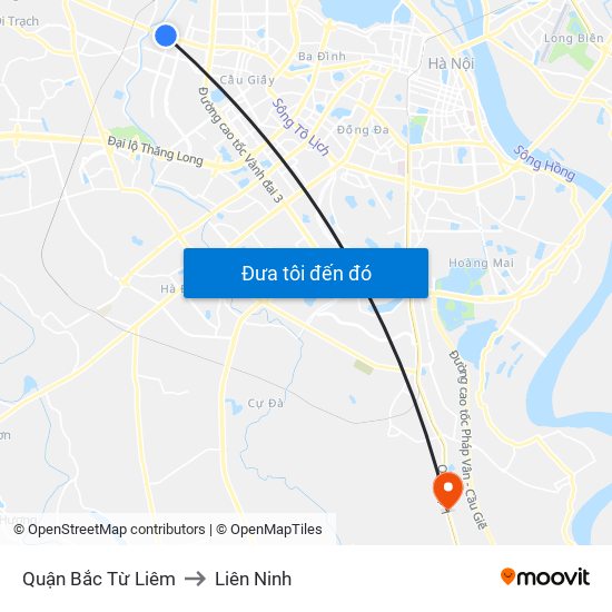 Quận Bắc Từ Liêm to Liên Ninh map