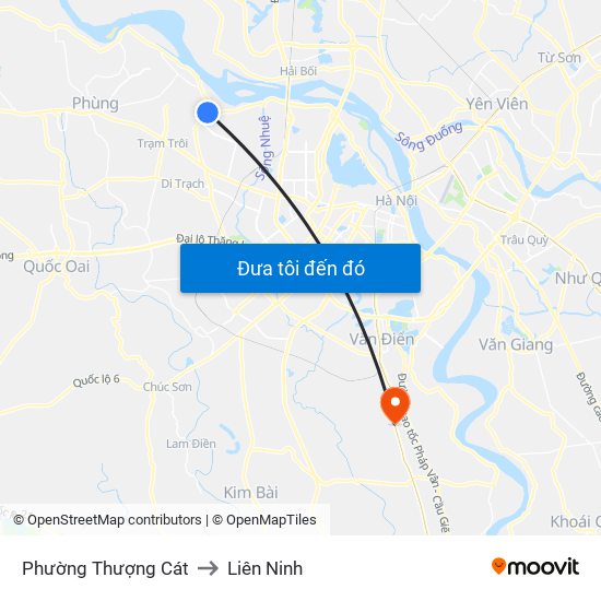 Phường Thượng Cát to Liên Ninh map