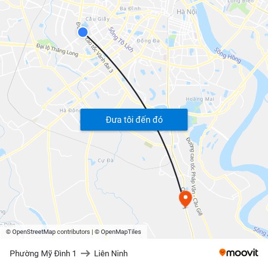 Phường Mỹ Đình 1 to Liên Ninh map