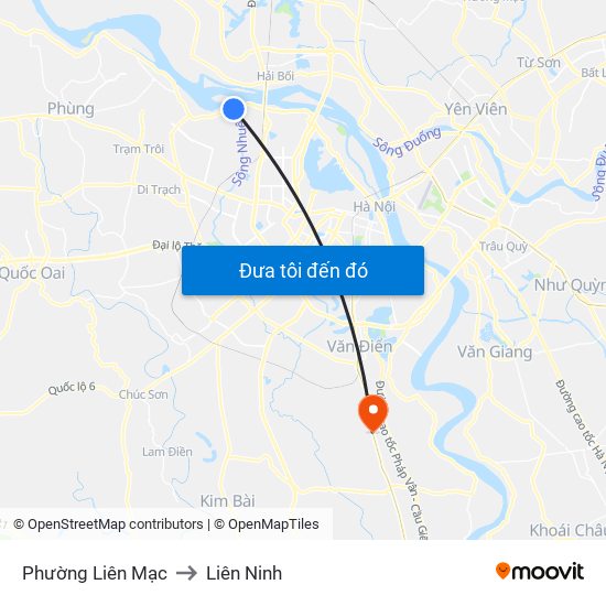 Phường Liên Mạc to Liên Ninh map