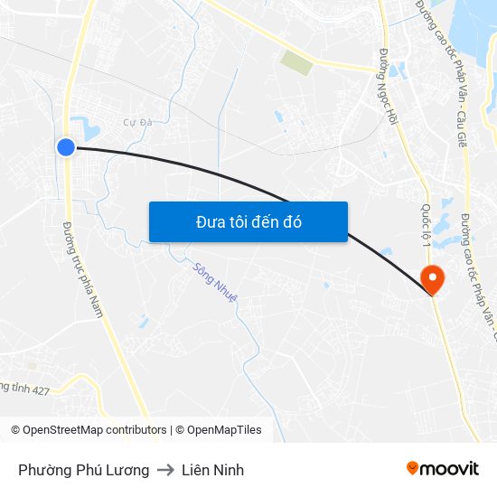 Phường Phú Lương to Liên Ninh map