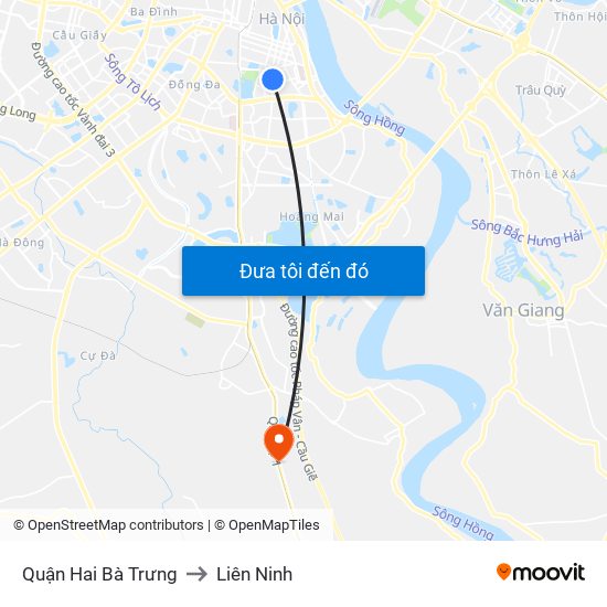 Quận Hai Bà Trưng to Liên Ninh map