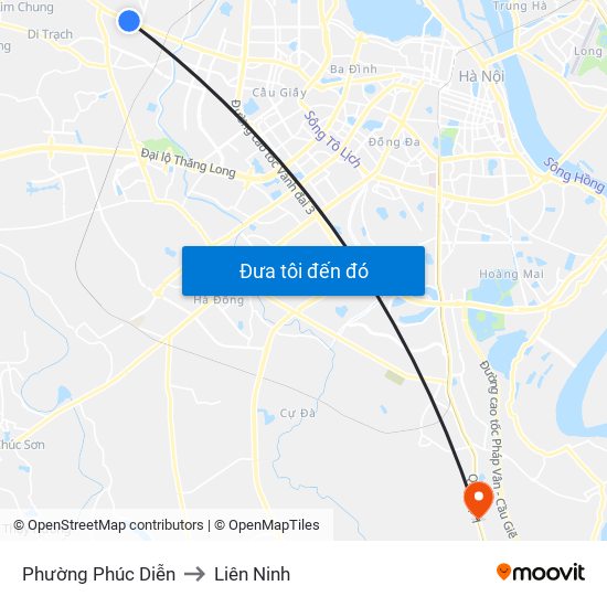 Phường Phúc Diễn to Liên Ninh map