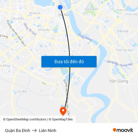 Quận Ba Đình to Liên Ninh map