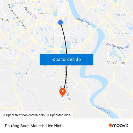 Phường Bạch Mai to Liên Ninh map