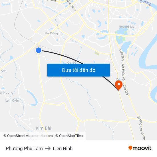 Phường Phú Lãm to Liên Ninh map