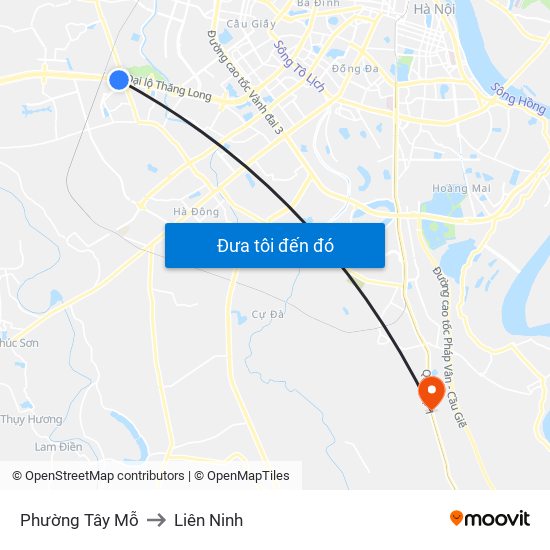 Phường Tây Mỗ to Liên Ninh map