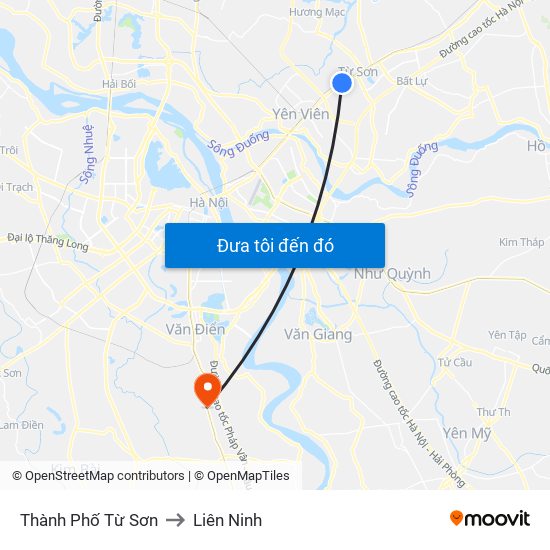 Thành Phố Từ Sơn to Liên Ninh map