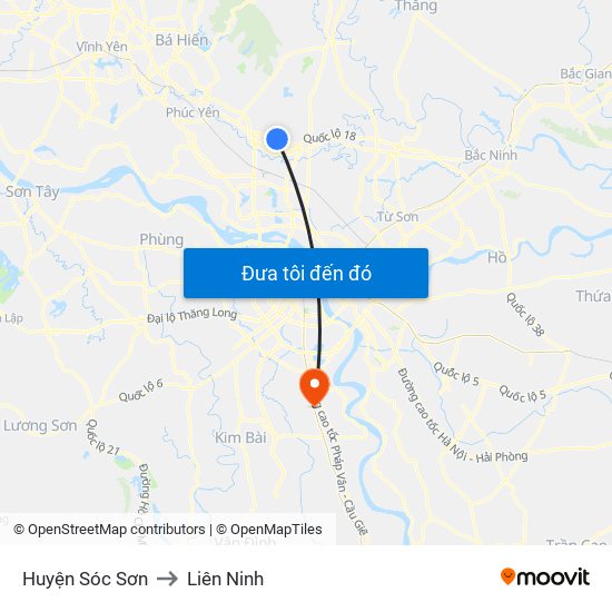 Huyện Sóc Sơn to Liên Ninh map