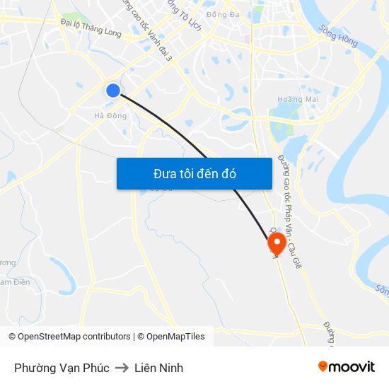 Phường Vạn Phúc to Liên Ninh map