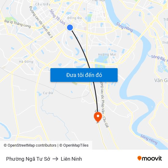 Phường Ngã Tư Sở to Liên Ninh map