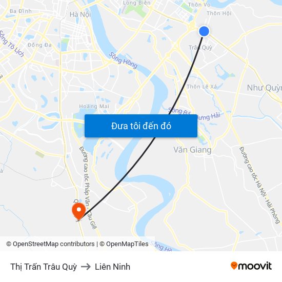 Thị Trấn Trâu Quỳ to Liên Ninh map