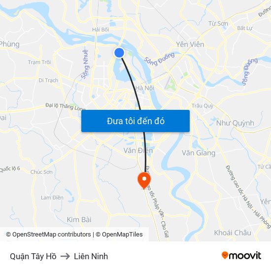 Quận Tây Hồ to Liên Ninh map