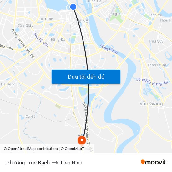 Phường Trúc Bạch to Liên Ninh map